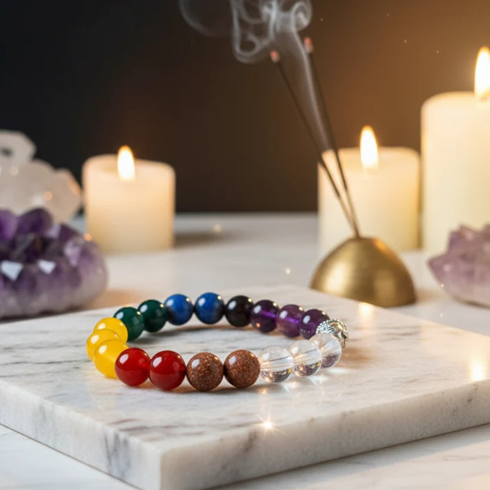 7 chakra bracelet 7 Chakra Crystal Bracelet | Natural Energy Balancing Bracelet for Healing, Positivity & Inner Peace – Being Blissful™
