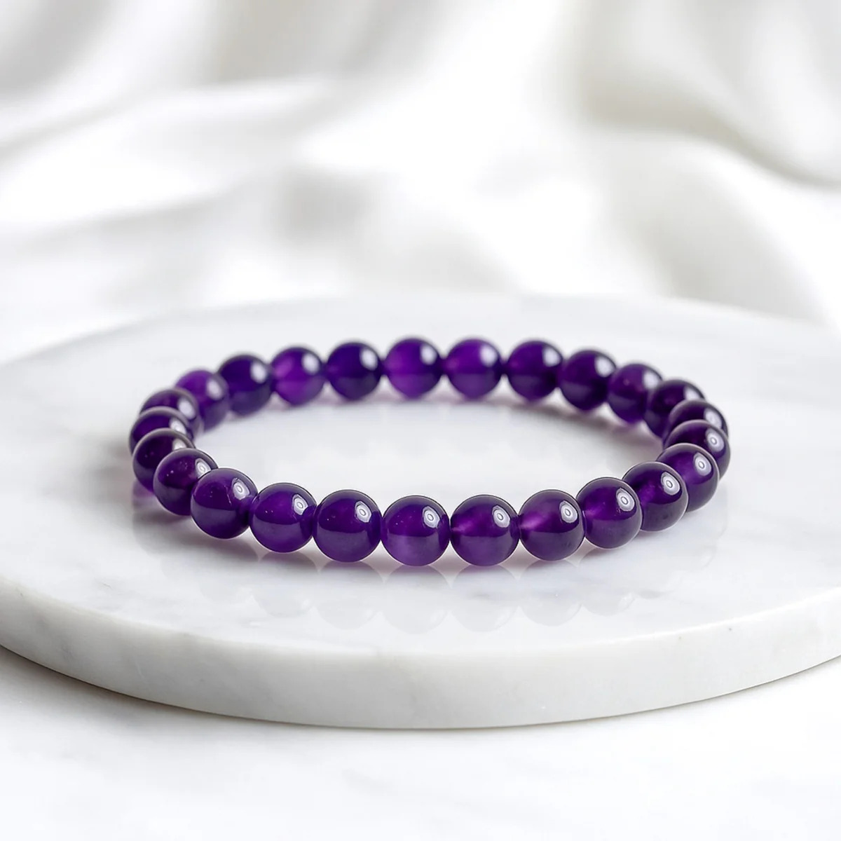 Amethyst Amethyst Crystal Bracelet | Natural Purple Amethyst Bracelet for Calmness, Protection, Intuition & Spiritual Growth – Being Blissful™
