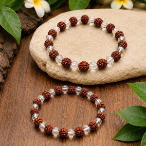 Rudra Kawach – Rudraksha & Clear Crystal Bracelet